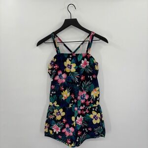 Abercrombie Kids Girls Floral Tropical Romper 15 16 Navy Blue Size Pool To Play